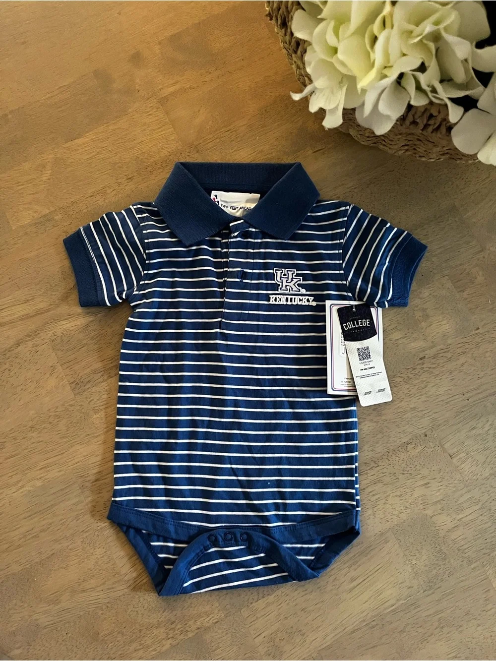 University of Kentucky Striped Blue Polo Baby Bodysuit with Embroidered Logo